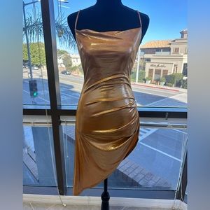 Fashion Nova gold colored stretchy dress